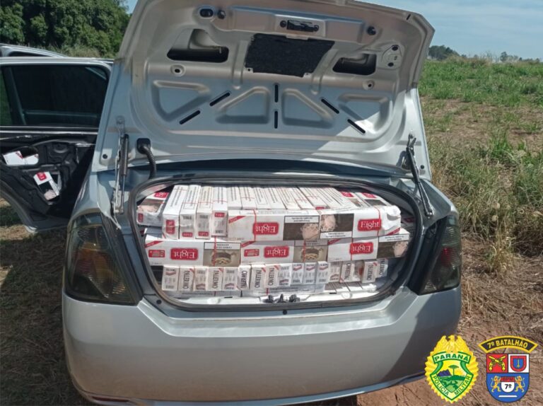 Cidade Gaúcha: Condutor sem CNH foge da PM, mas é preso com carga de cigarros