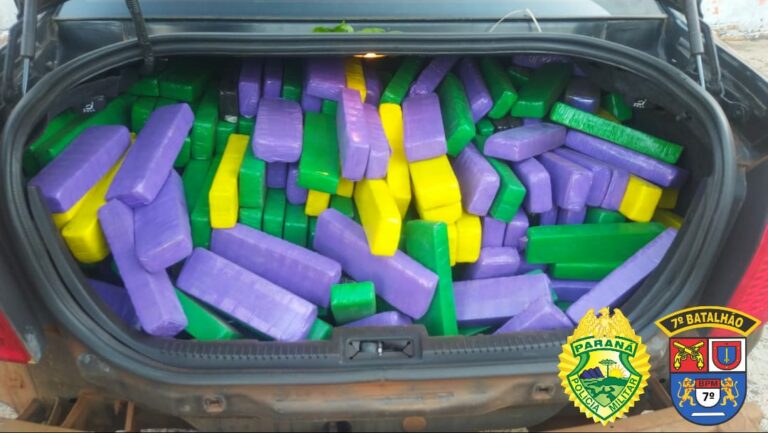 Motorista abandona passageira em veículo com quase 300 kg de maconha na PR-323