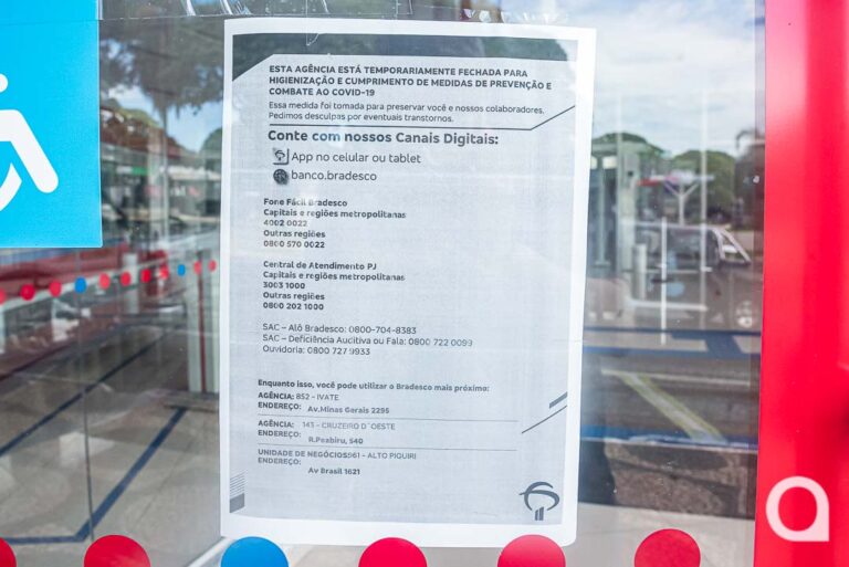 Agência do Bradesco fecha para higienização após casos de covid entre os funcionários