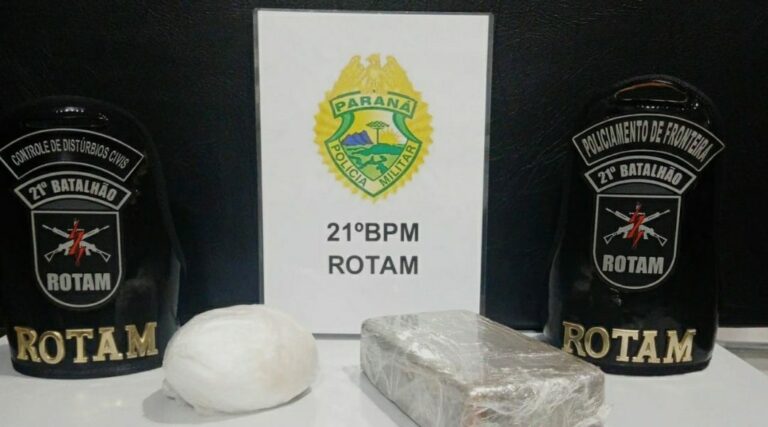 PM de Francisco Beltrão apreende drogas em veículo com placas de Umuarama