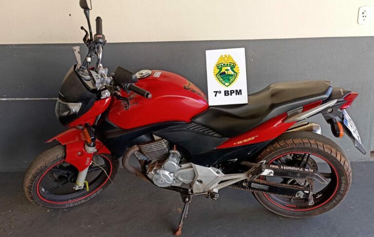 Moto roubada é recuperada no centro de Mariluz
