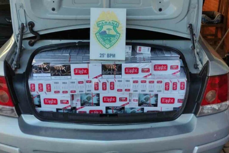 PM prende dois homens transportando cigarros contrabandeados em Pérola