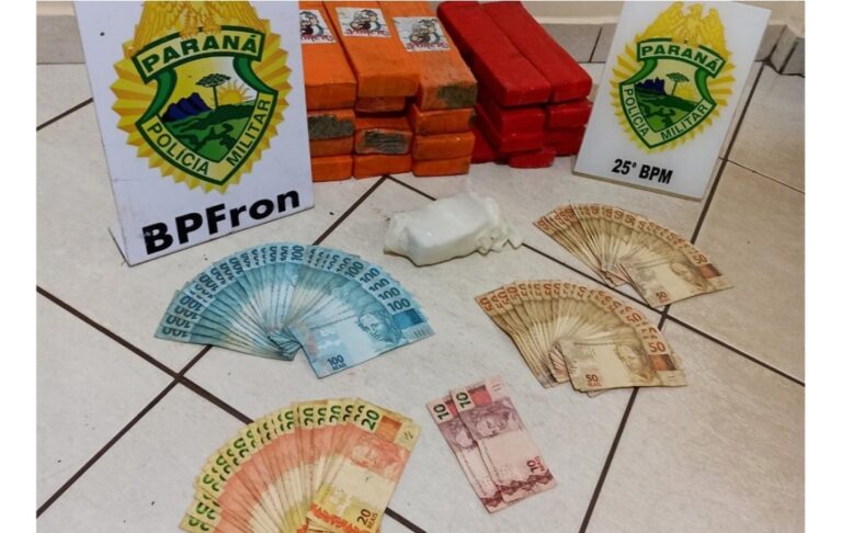 PM e BPFron prendem homem com maconha, cocaína e mais de R$ 5 mil em Pérola