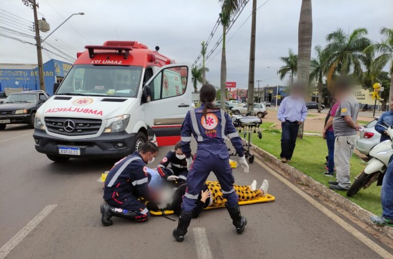 Mulheres ficam feridas após acidente envolvendo cachorro na av. Ângelo Moreira da Fonseca