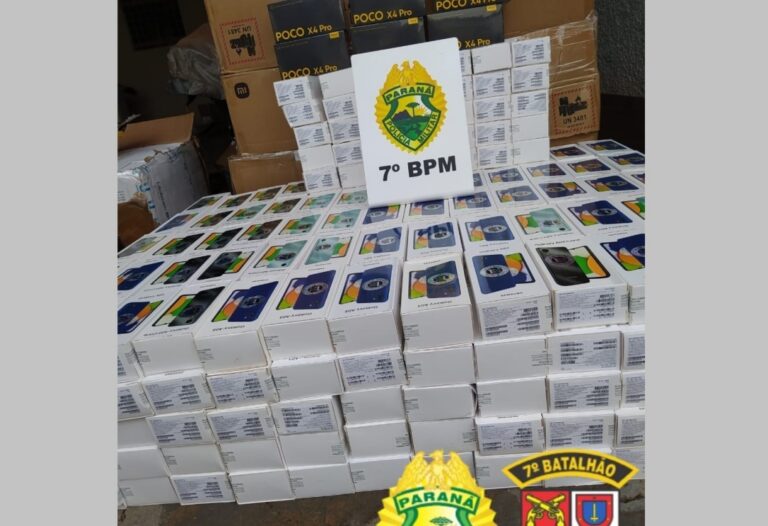 Polícia Militar apreende 1.600 celulares contrabandeados em Tuneiras do Oeste