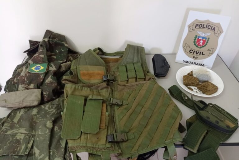 Polícia Civil prende 2 jovens em Umuarama por tráfico e encontra itens do exército