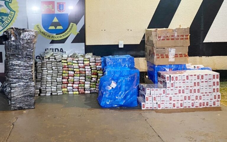Polícia Rodoviária apreende 520 quilos de drogas em fundo falso de ônibus de turismo na PR-323