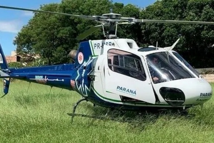 Helicóptero do Samu socorre bebê que foi picada por escorpião amarelo, em Jussara