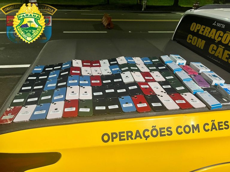 PRE apreende 70 iPhones com umuaramense após abordagem de ônibus em Cruzeiro do Oeste