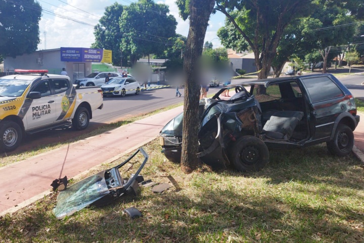 Umuarama: PM informa que condutor de veículo que bateu em árvore estava embriagado