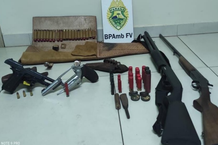 Polícia Ambiental apreende armas de fogo municiadas em Nova Olímpia