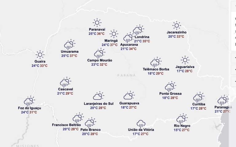 A previsão é de temporal de manhã e à tarde, na quinta-feira
