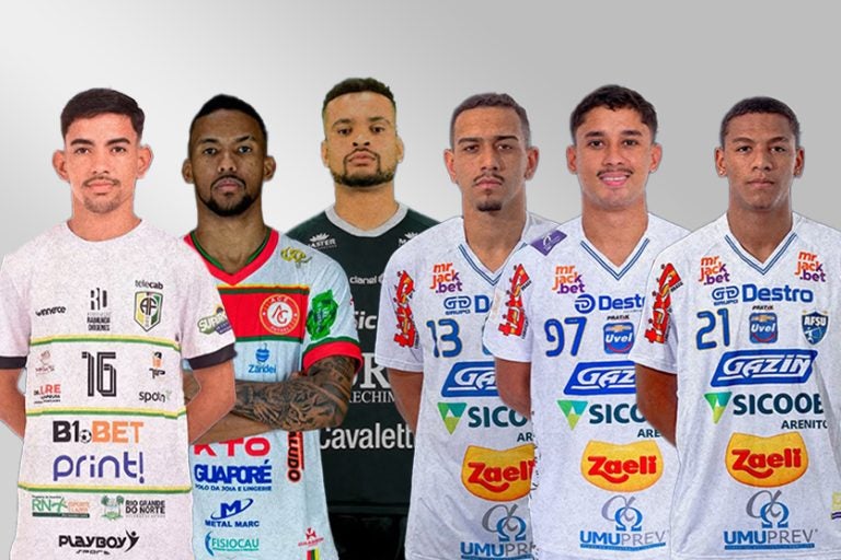 Seis novos jogadores contratados pelo Umuarama Futsal para reforçar o elenco de 2025