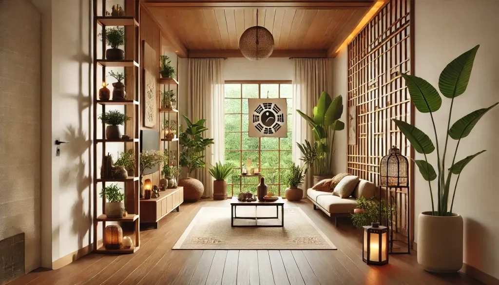 Uma Cena Harmoniosa Dentro De Uma Casa Aplicando Os Princípios Do Feng Shui
