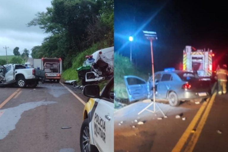 Imagens de ambos os acidentes na PR-082