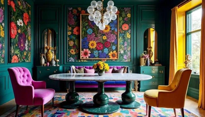Foto produzida por IA que representa o maximalismo que é uma das tendências de decoração para 2025.