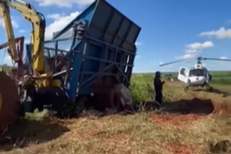 Trabalhador: A vítima foi transportada de helicóptero para o Hospital Universitário de Maringá.