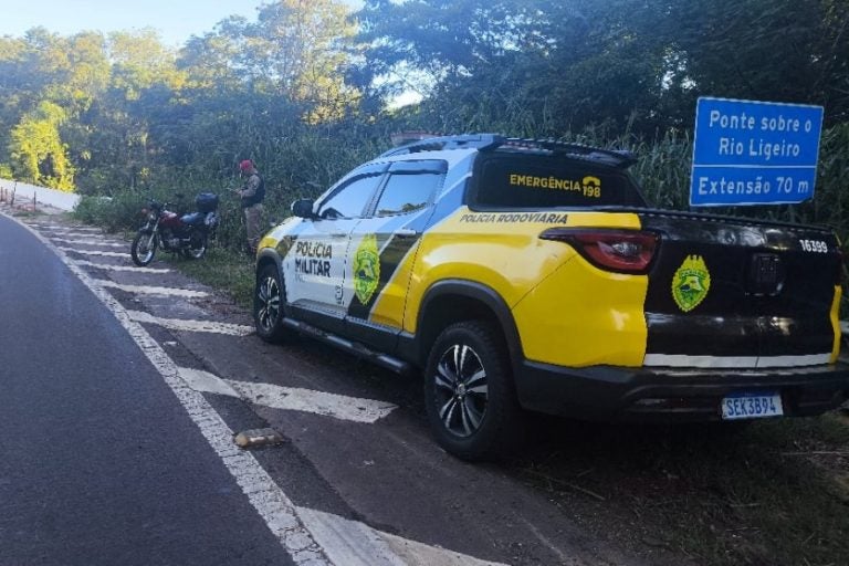 Motociclista fica ferido: o acidente aconteceu no sentido Terra Boa.