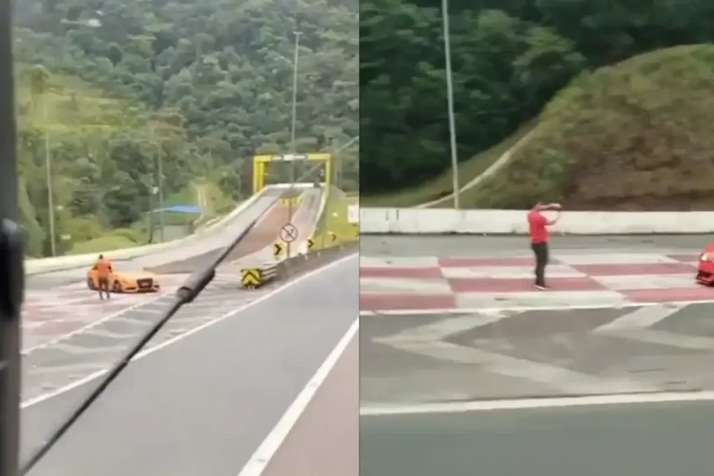 Motorista Para Em área De Escape Da Br 376 Para Fazer Fotos Do Carro