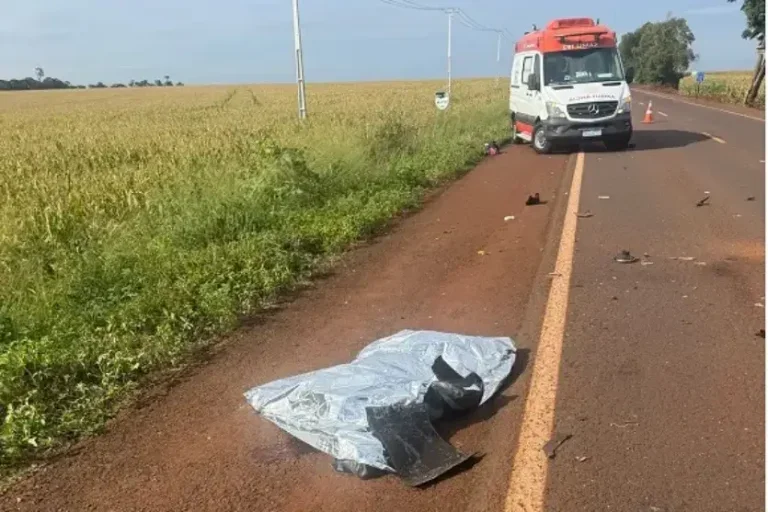 Motociclista morre: o acidente aconteceu na reta conhecida como "Pingo de Ouro".