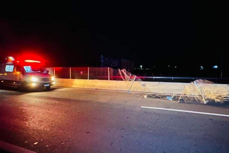 Motorista bate em guard rail: o acidente aconteceu na pista sentido Trevo da Levo Alimentos, em direção ao Trevo Gauchão