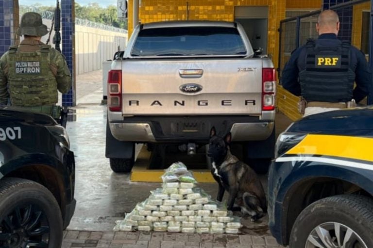 Forças de segurança apreendem: o homem que fazia o transporte do entorpecente foi preso.