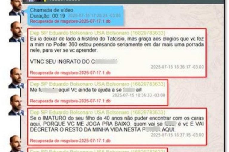 Eduardo Bolsonaro xinga Jair: Eduardo estava bravo com as declarações do pai em apoio a Tarcísio e com como isso poderia impactar sua situação política nos Estados Unidos.