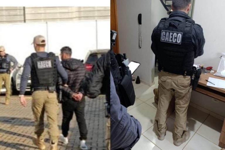 Gaeco cumpre mandado durante a Operação Arayú, que investiga tráfico em Umuarama.