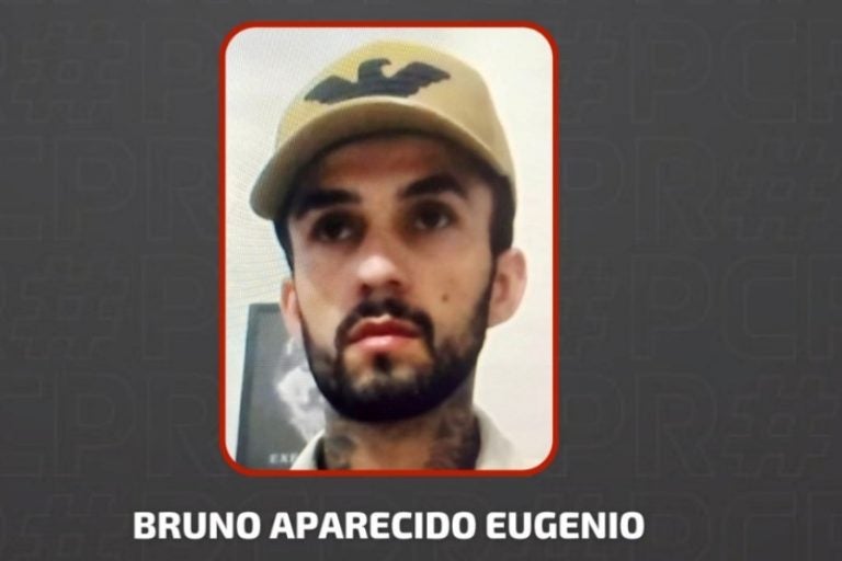 Polícia divulga: Bruno Aparecido Eugênio é suspeito de matar Adilson Santos Cunha com uma faca no peito.