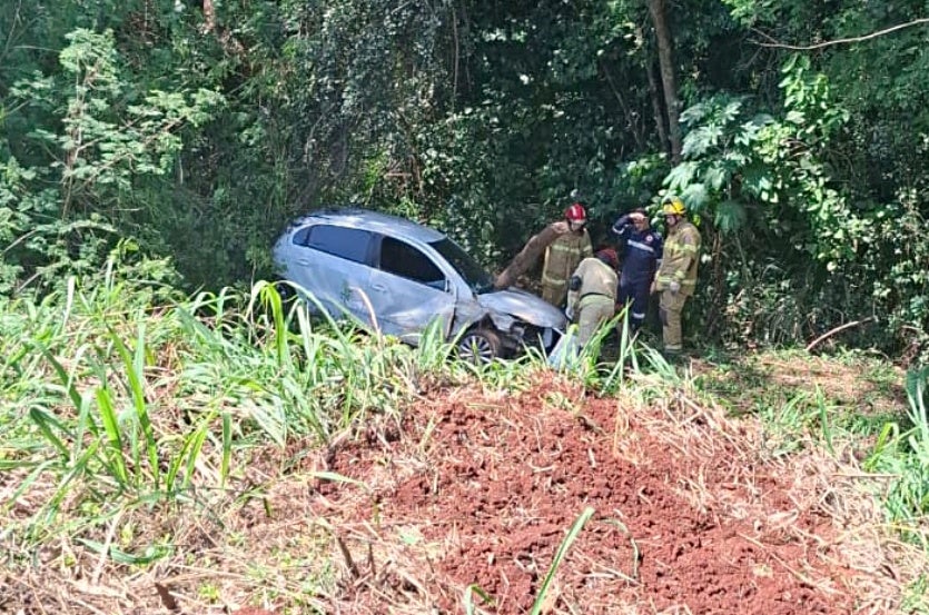 Tronco Atravessa Carro Após Queda Em Barranco Na Pr 323 (2)