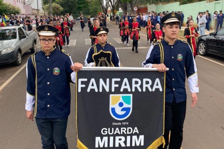 Fanfarra da Guarda Mirim: as atividades destacaram valores como disciplina, patriotismo e trabalho.