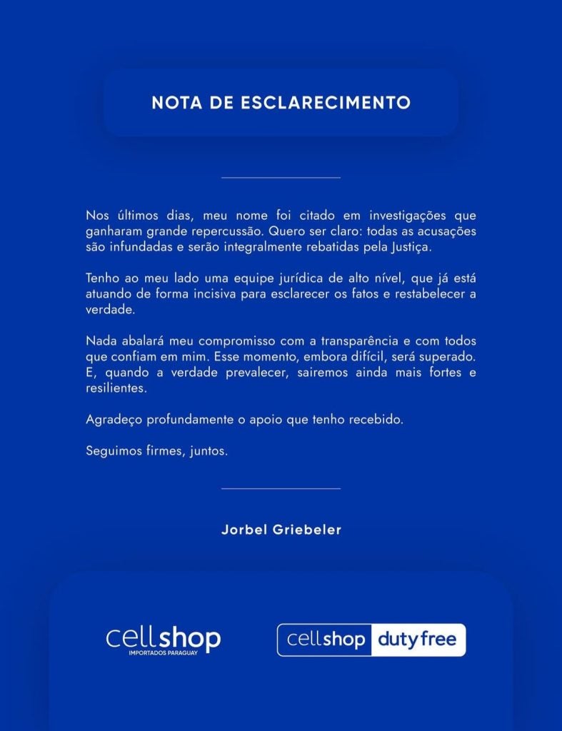 Nota Do Dono Da Cellshop
