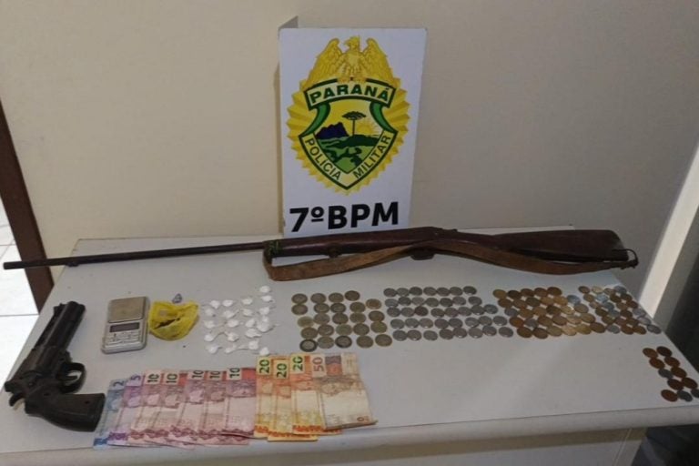 Polícia apreende espingarda artesanal, cocaína e maconha em Nova Olímpia.
