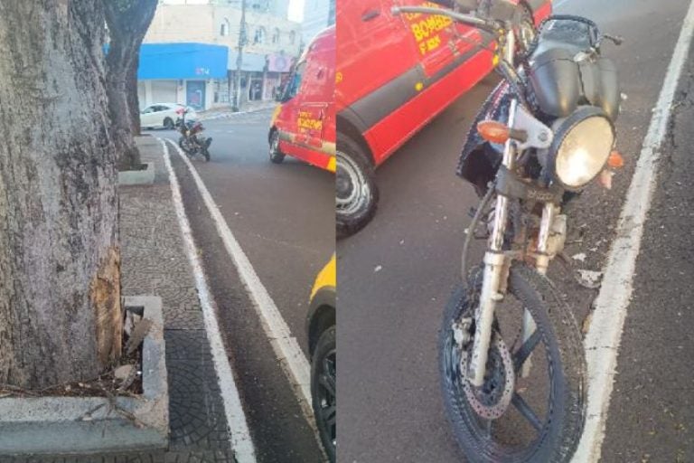 Motociclista Bate Em árvore Na Praça Arthur Thomas