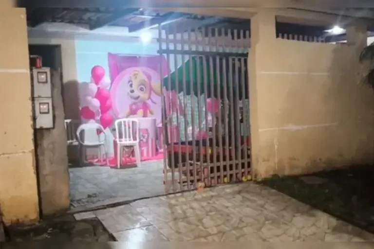 Criança de dois anos e três adultos são baleados durante festa infantil em Curitiba.