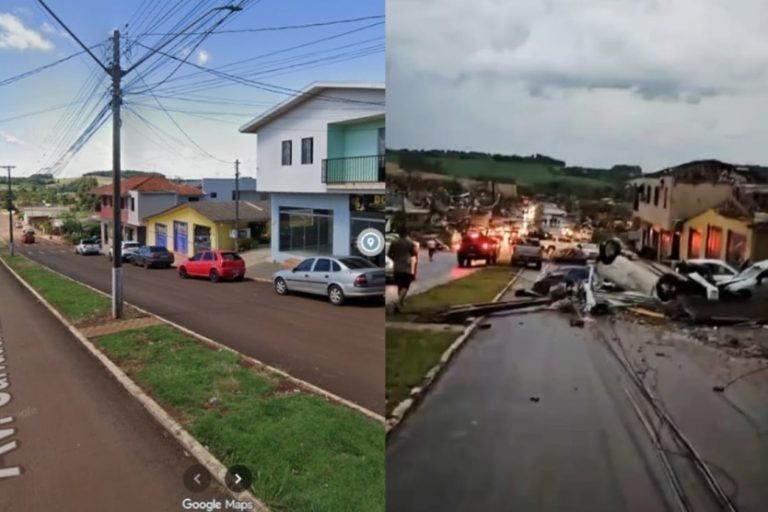 Fotos mostram o antes e o depois do tornado que devastou Rio Bonito.