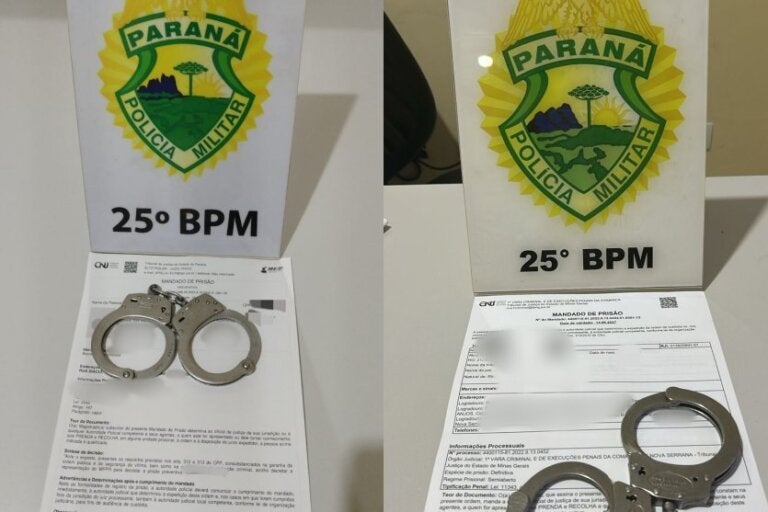 PM cumpre mandados de prisão em Ivaté e Alto Piquiri por tráfico de drogas e ameaça.