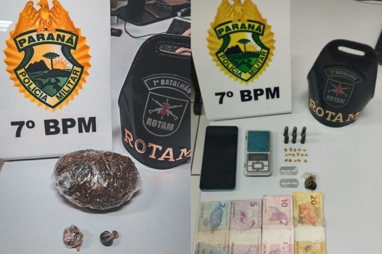 Duas ocorrências de tráfico de drogas mobilizam a PM no mesmo dia em Cruzeiro do Oeste.