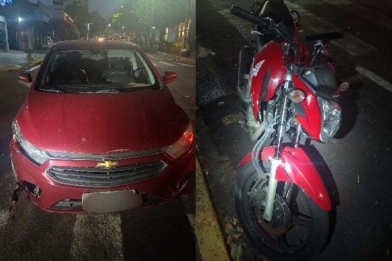 Acidente na rua Doutor Camargo deixa motociclista ferido em Umuarama