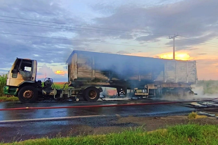 Caminhão Pega Fogo Na Rodovia Pr 486 E Fica Totalmente Destruído (8)