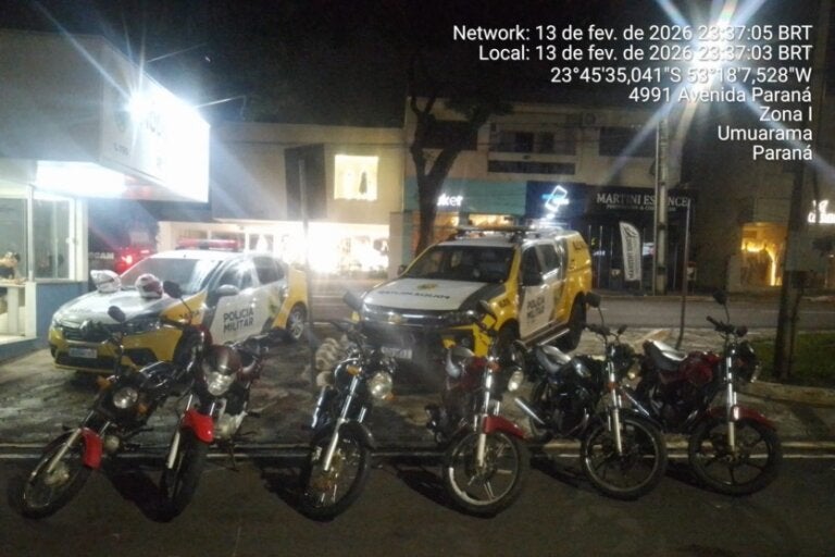 Seis motocicletas são apreendidas durante a Blitz da Lei Seca na avenida Paraná, em Umuarama