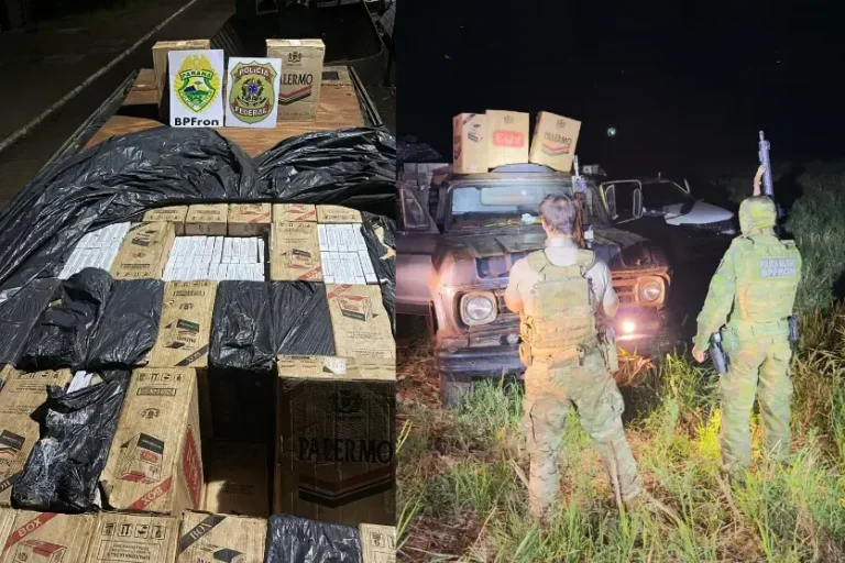 PF e BPFRON apreendem caminhão com cigarros paraguaios no Paraná