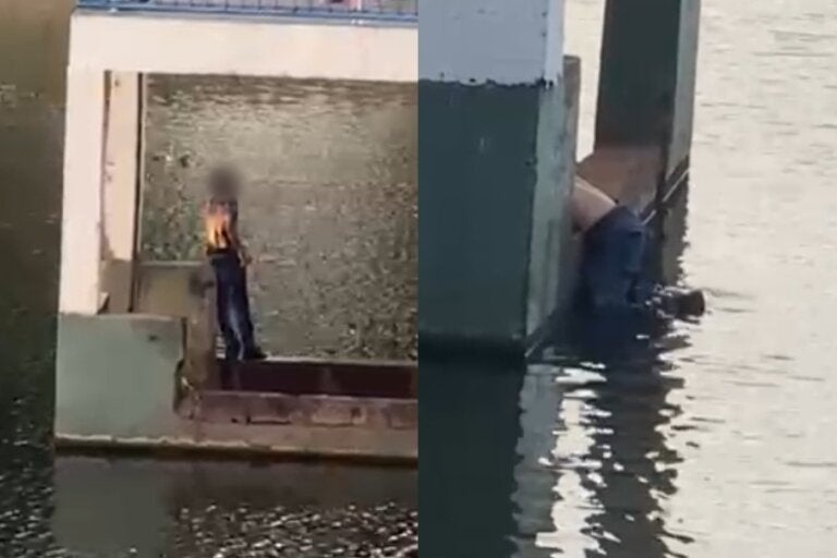 Homem entra no Lago Aratimbó na tarde deste domingo e assusta moradores