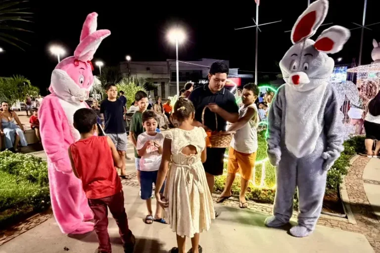 Evento de Páscoa transforma praça em palco cultural e atrai público em Nova Olímpia