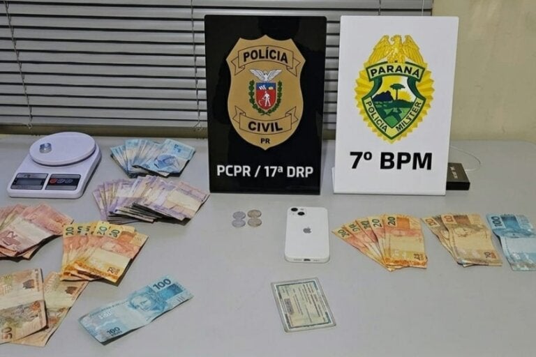 Ação contra o tráfico em Mariluz resulta na apreensão de dinheiro e prisão de dupla