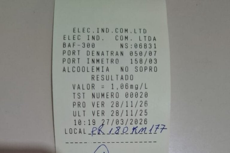 Condutor em zigue-zague na PR-180, em Cruzeiro do Oeste, é preso por embriaguez