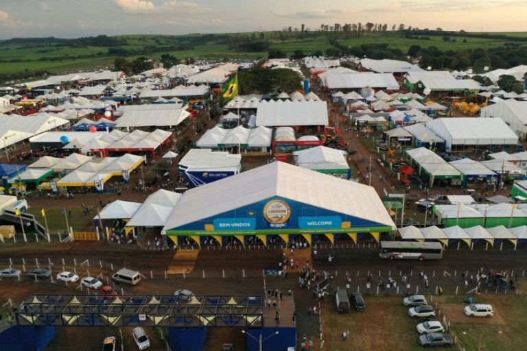 Foto aérea da Agrishow, a maior feira agronômica da América Latina.