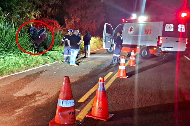 Condutor morre após capotamento de veículo na rodovia PR-567