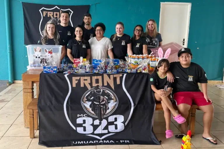 Front 323 Moto Clube faz arrecadação e entrega kits de Páscoa em três entidades