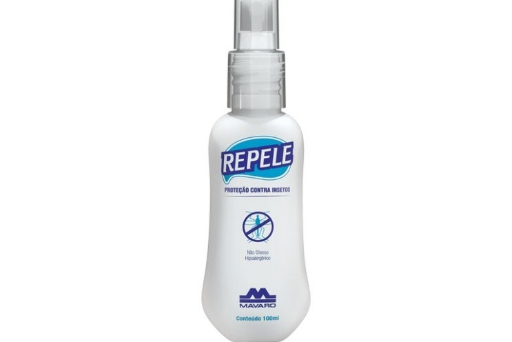 Um frasco de repelente da marca Repele.